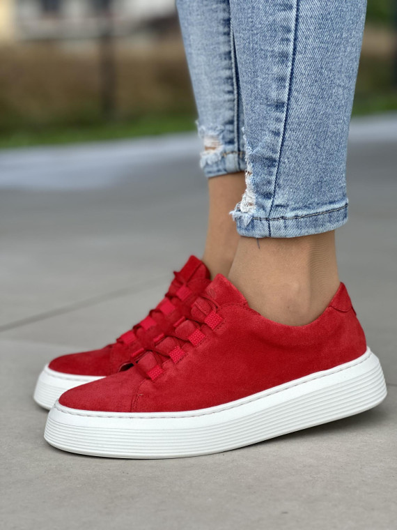 Czerwone trampki damskie skórzane OLEKSY polskiej produkcji