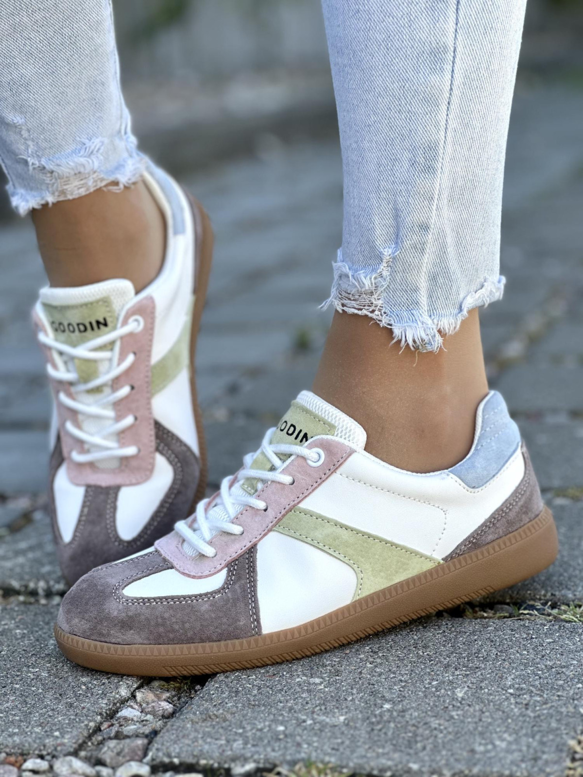 Kolorowe Trampki ze Skóry Naturalnej