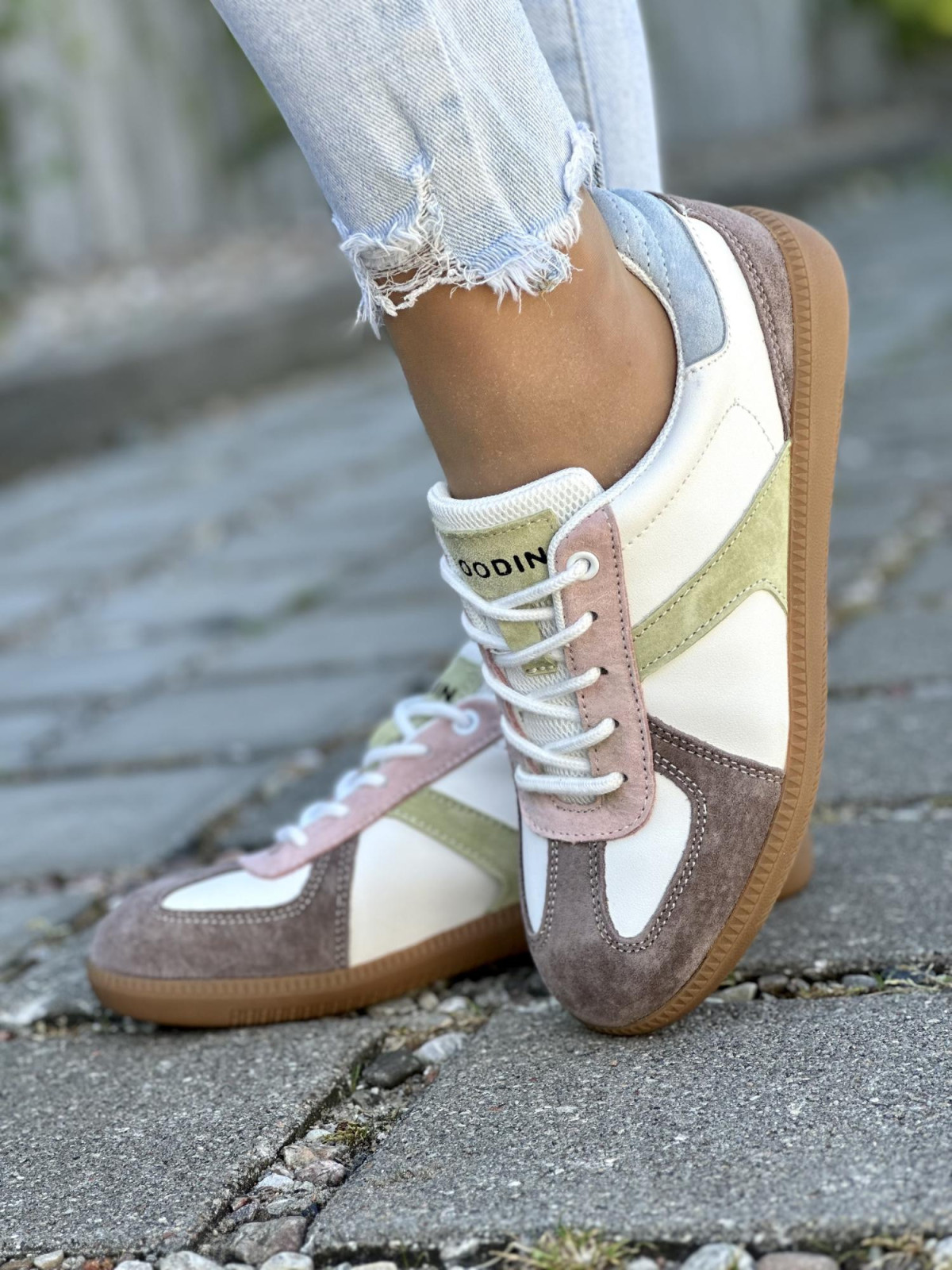 Kolorowe Trampki ze Skóry Naturalnej