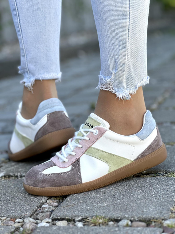 Kolorowe Trampki ze Skóry Naturalnej