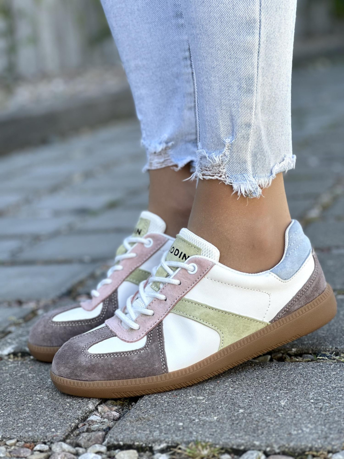 Kolorowe Trampki ze Skóry Naturalnej