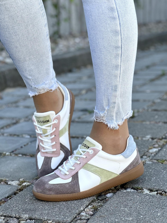 Kolorowe Trampki ze Skóry Naturalnej