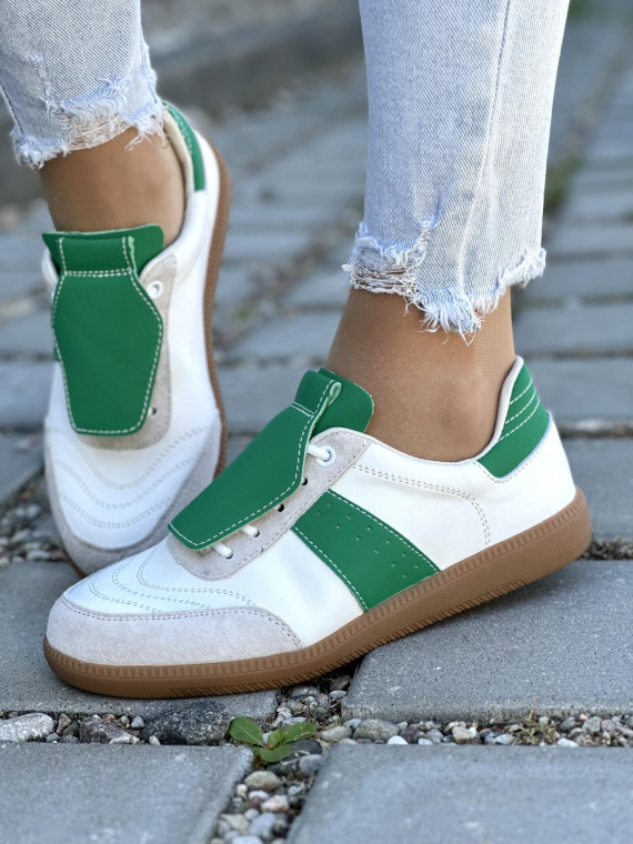 Sportowe Trampki z Zielonym Akcentem