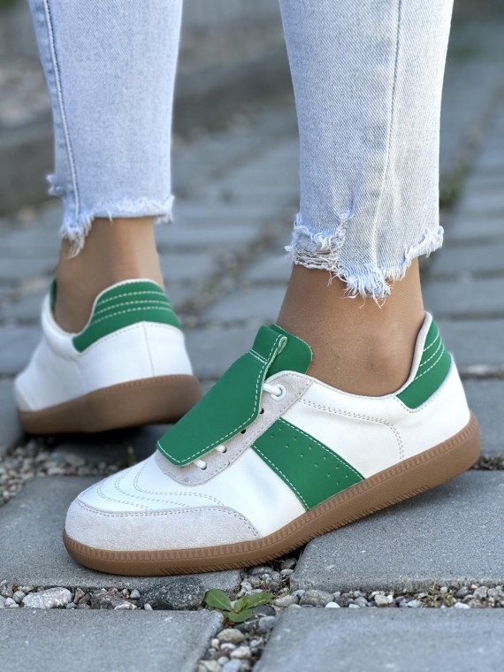 Sportowe Trampki z Zielonym Akcentem