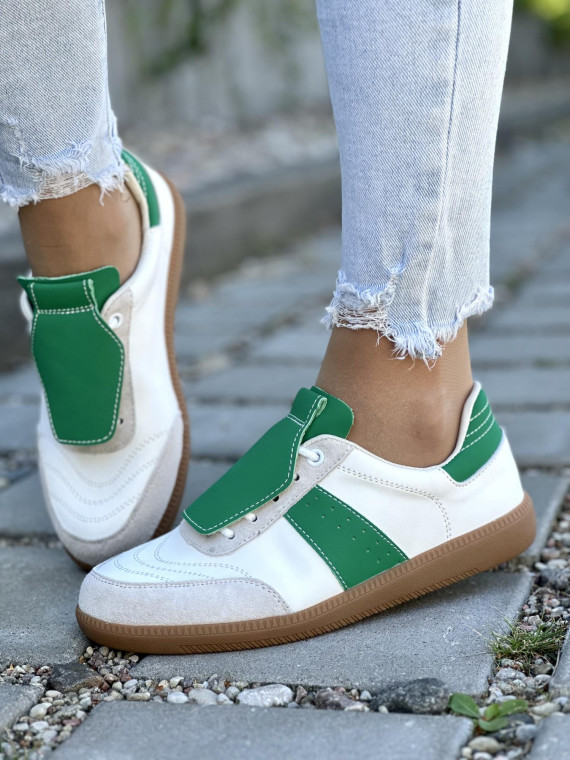 Sportowe Trampki z Zielonym Akcentem