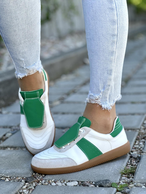 Sportowe Trampki z Zielonym Akcentem