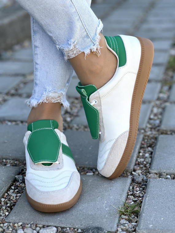 Sportowe Trampki z Zielonym Akcentem