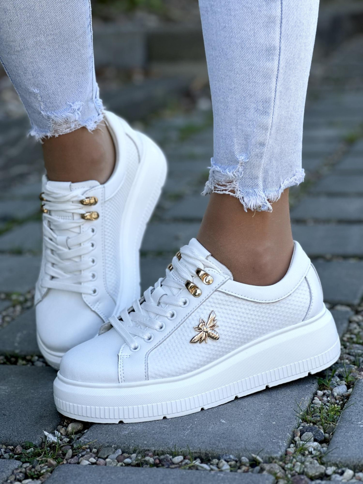 Białe Trampki ze Skóry Naturalnej