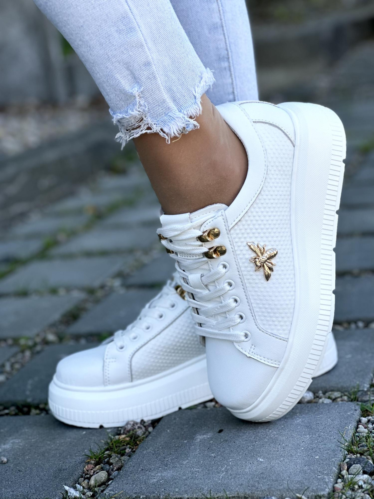 Białe Trampki ze Skóry Naturalnej