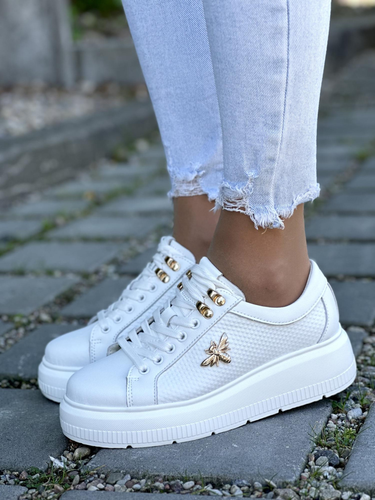 Białe Trampki ze Skóry Naturalnej