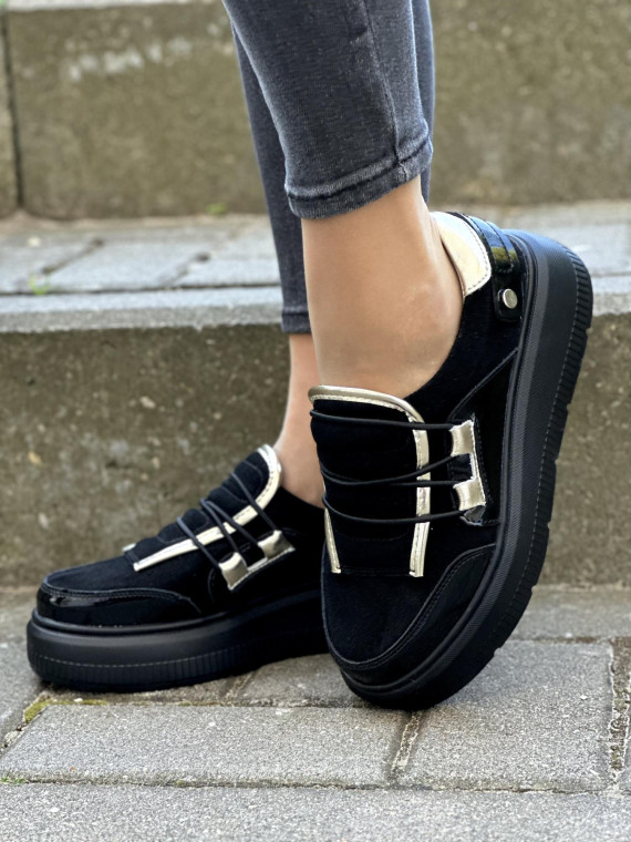 Czarne sneakersy damskie skórzane