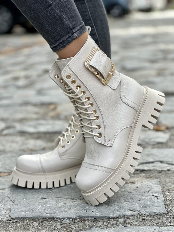 Stylowe Trapery OLEKSY ze Skóry Naturalnej Polskiej produkcji