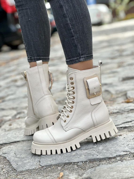 Stylowe Trapery OLEKSY ze Skóry Naturalnej Polskiej produkcji