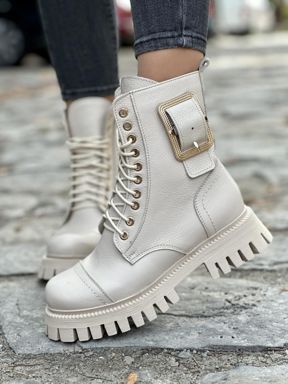 Stylowe Trapery OLEKSY ze Skóry Naturalnej Polskiej produkcji