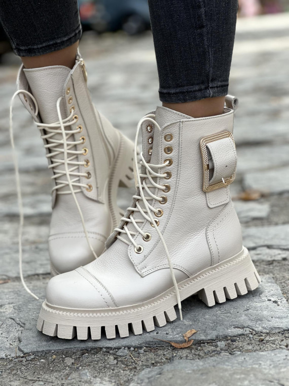 Stylowe Trapery OLEKSY ze Skóry Naturalnej Polskiej produkcji