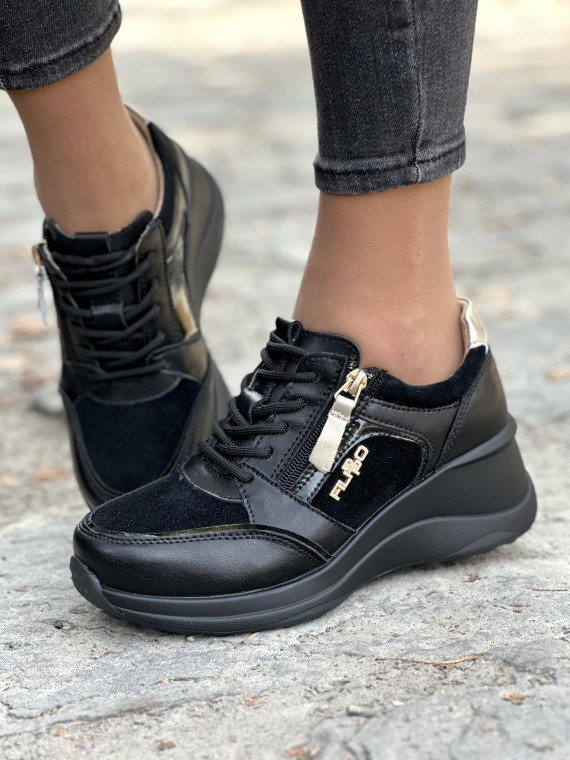 Czarne sneakersy ze skóry naturalnej