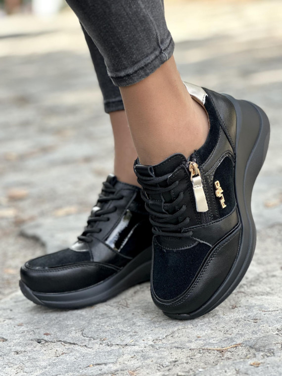 Czarne sneakersy ze skóry naturalnej