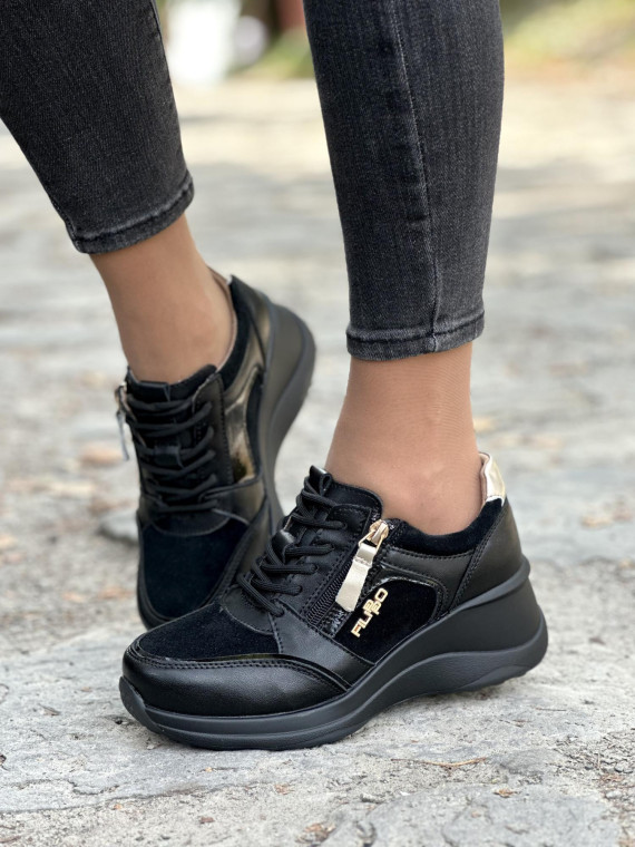 Czarne sneakersy ze skóry naturalnej