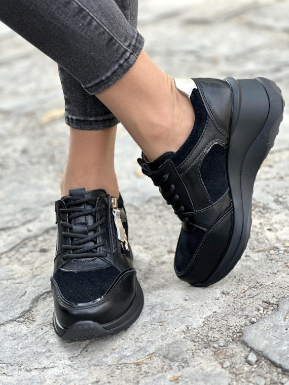 Czarne sneakersy ze skóry naturalnej