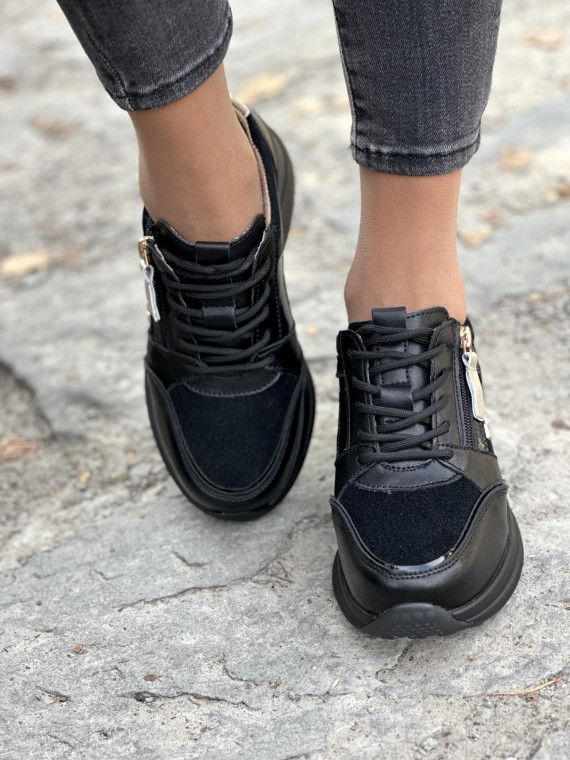 Czarne sneakersy ze skóry naturalnej