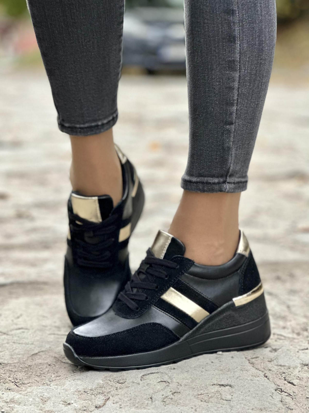 Nowoczesne sneakersy ze skóry naturalnej