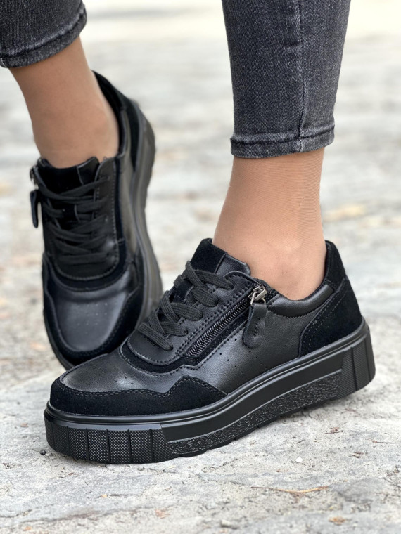 Czarne sneakersy ze skóry naturalnej