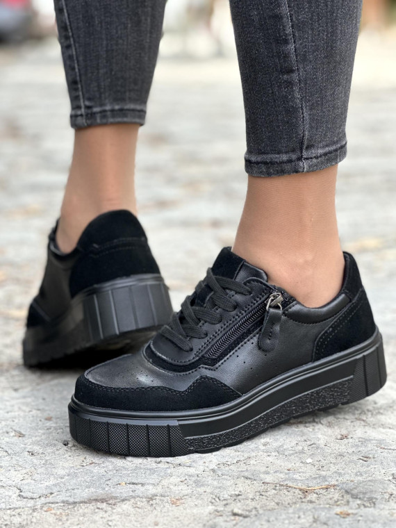 Czarne sneakersy ze skóry naturalnej