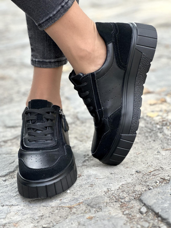 Czarne sneakersy ze skóry naturalnej