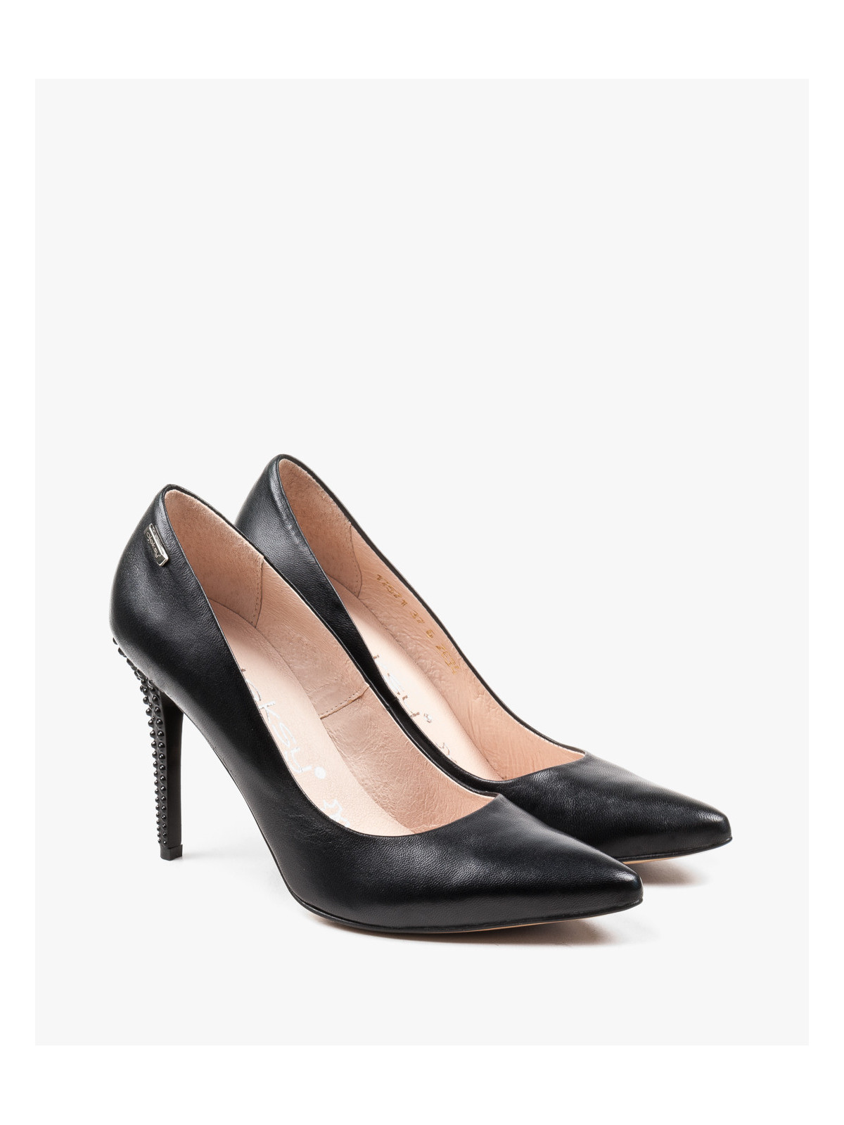 Czarne czółenka damskie skórzane