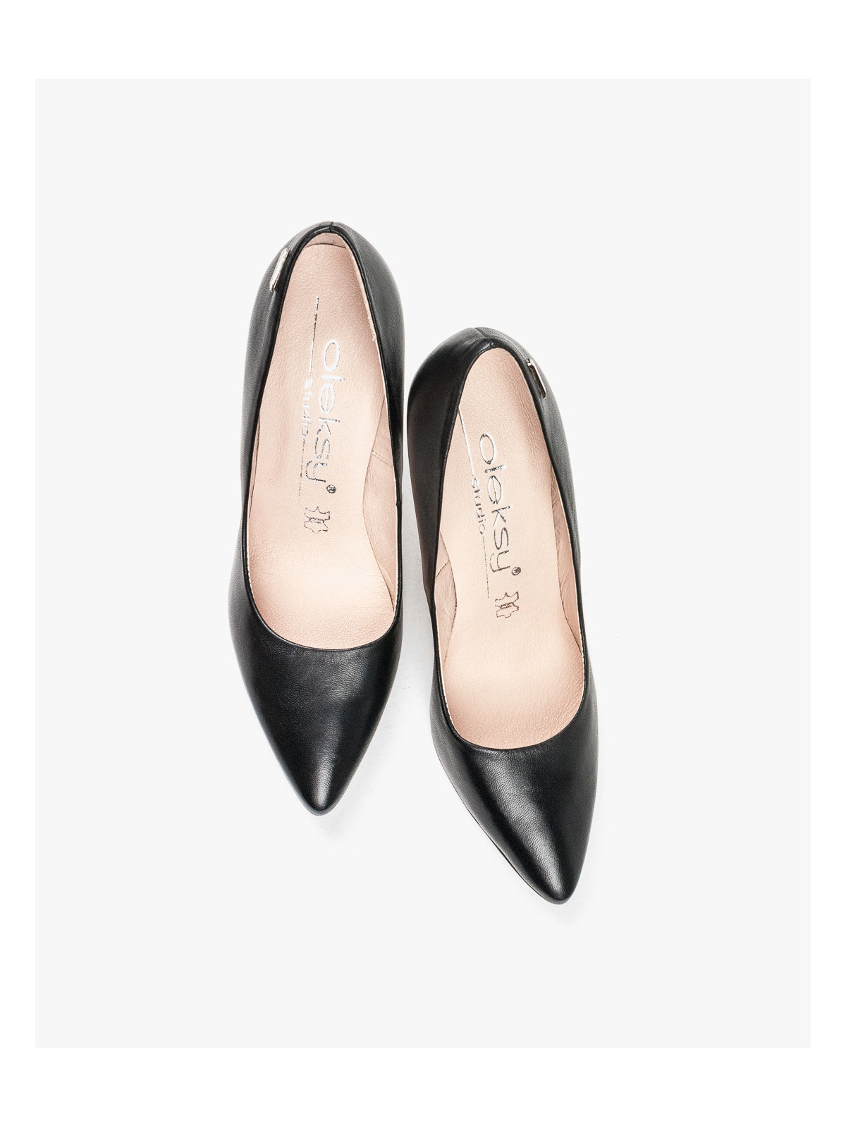 Czarne czółenka damskie skórzane