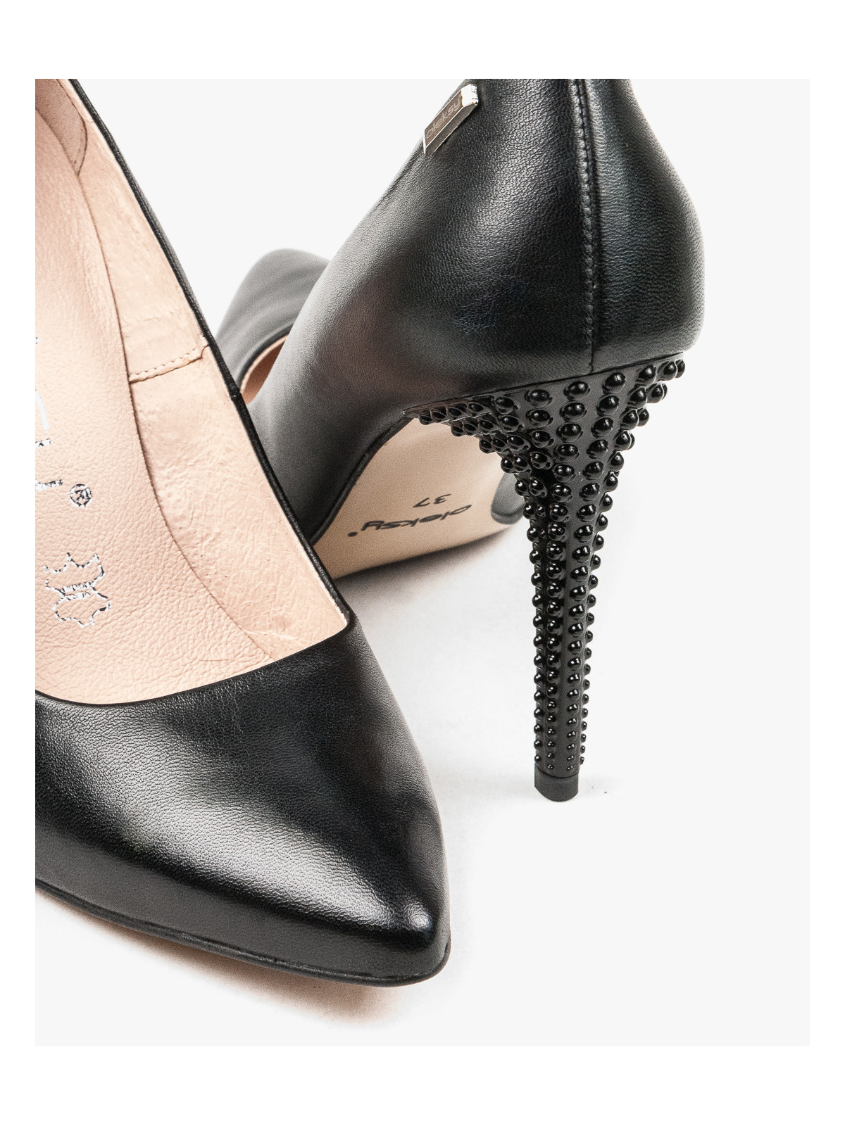 Czarne czółenka damskie skórzane