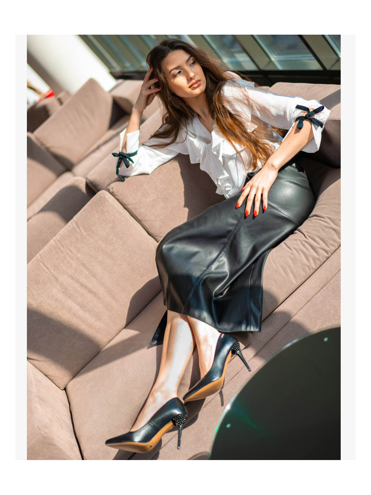 Czarne czółenka damskie skórzane