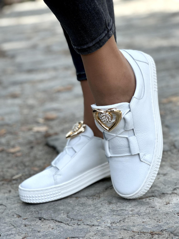 Białe trampki OLEKSY ze skóry naturalnej Polskiej produkcji