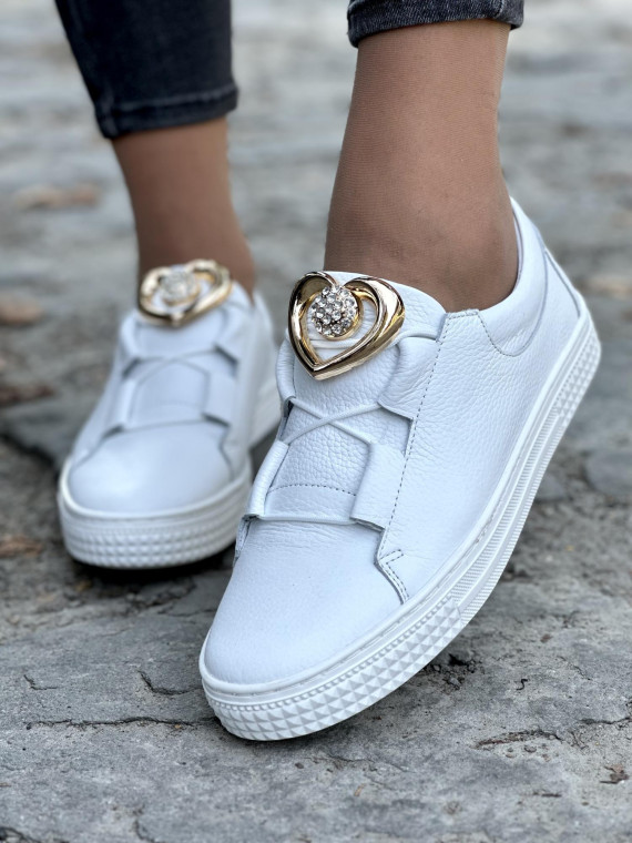 Białe trampki OLEKSY ze skóry naturalnej Polskiej produkcji