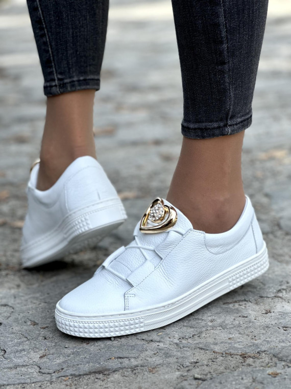 Białe trampki OLEKSY ze skóry naturalnej Polskiej produkcji