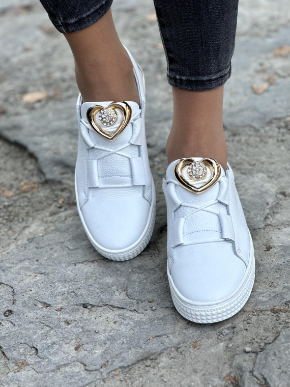 Białe trampki OLEKSY ze skóry naturalnej Polskiej produkcji