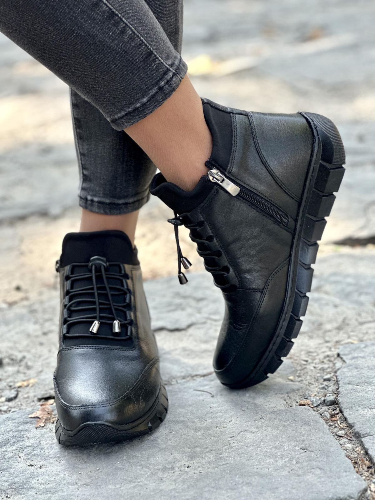 Eleganckie Botki ze Skóry Naturalnej