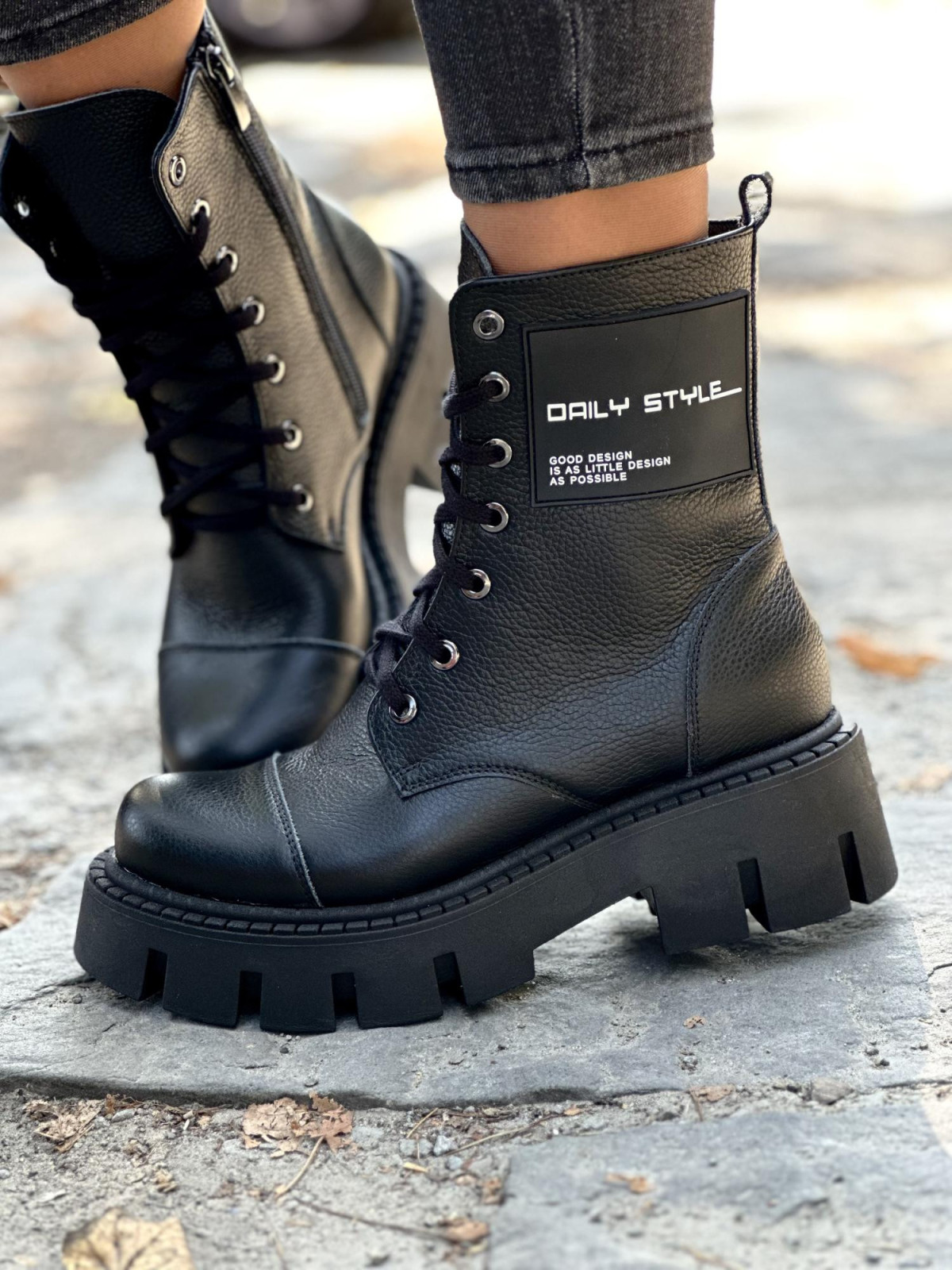 Czarne skórzane trapery OLEKSY Polskiej produkcji