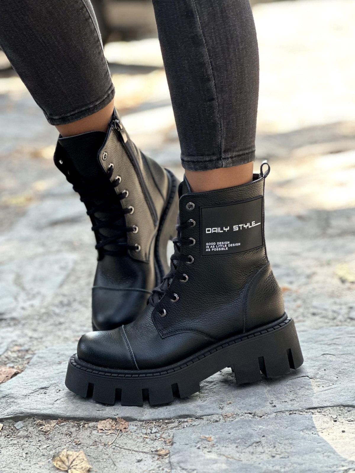 Czarne skórzane trapery OLEKSY Polskiej produkcji