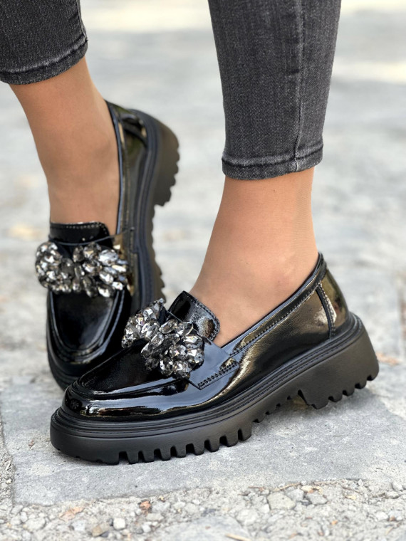 Eleganckie czarne mokasyny ze skóry naturalnej