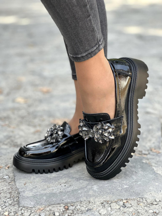 Eleganckie czarne mokasyny ze skóry naturalnej