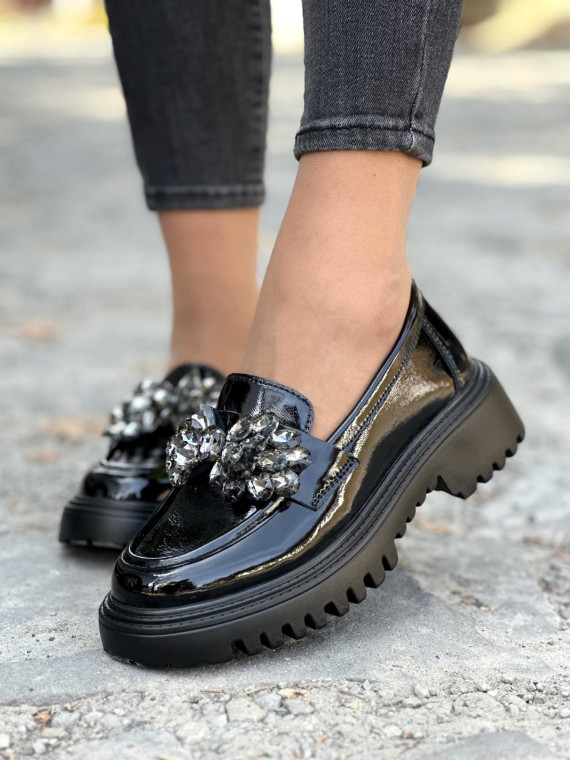 Eleganckie czarne mokasyny ze skóry naturalnej