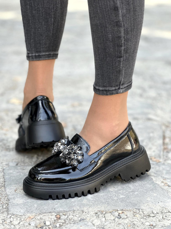 Eleganckie czarne mokasyny ze skóry naturalnej