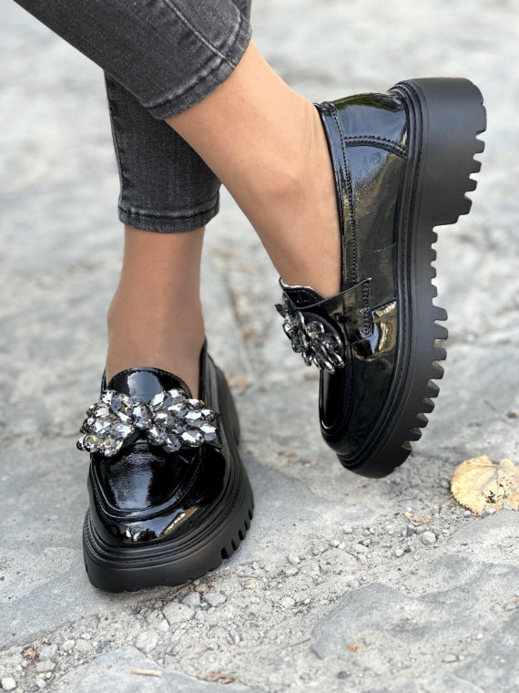 Eleganckie czarne mokasyny ze skóry naturalnej