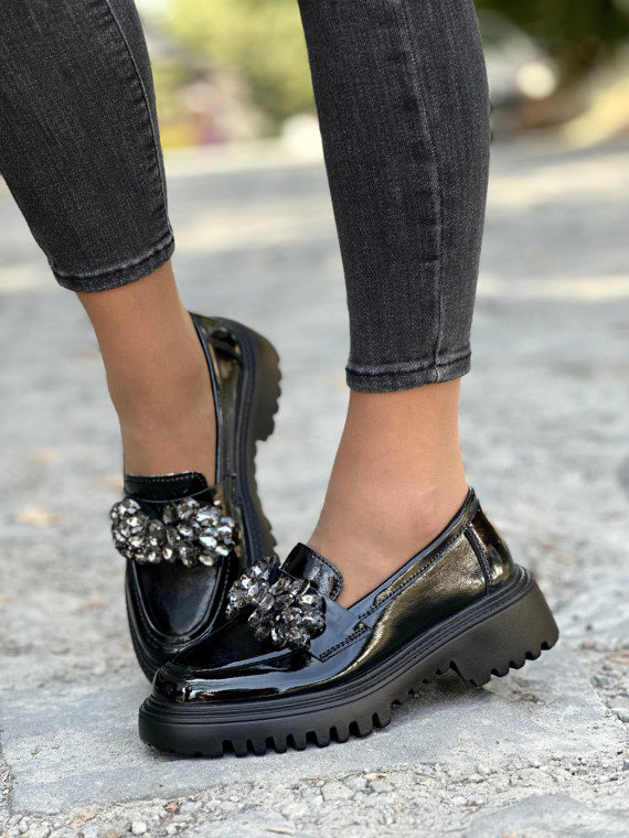 Eleganckie czarne mokasyny ze skóry naturalnej