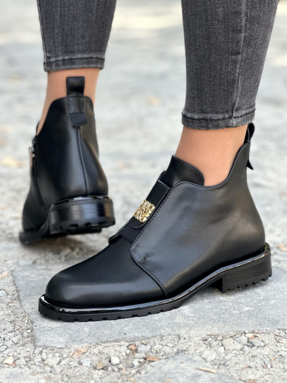 Eleganckie czarne botki ze skóry naturalnej