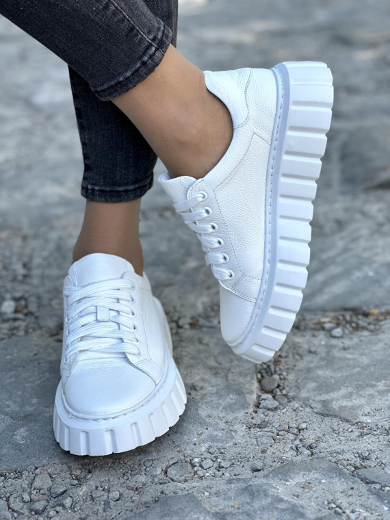 Białe trampki damskie skórzane OLEKSY polskiej produkcji