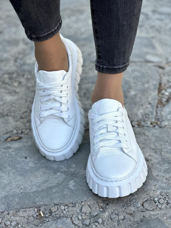 Białe trampki damskie skórzane OLEKSY polskiej produkcji