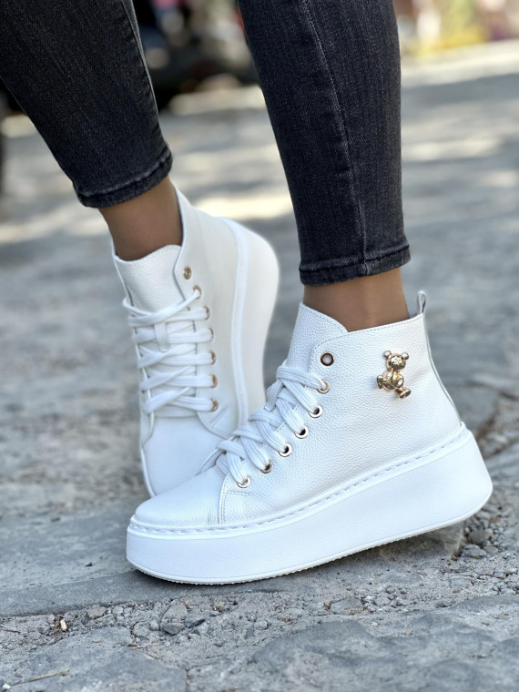 Białe sneakersy damskie OLEKSY ze skóry naturalnej polskiej produkcji