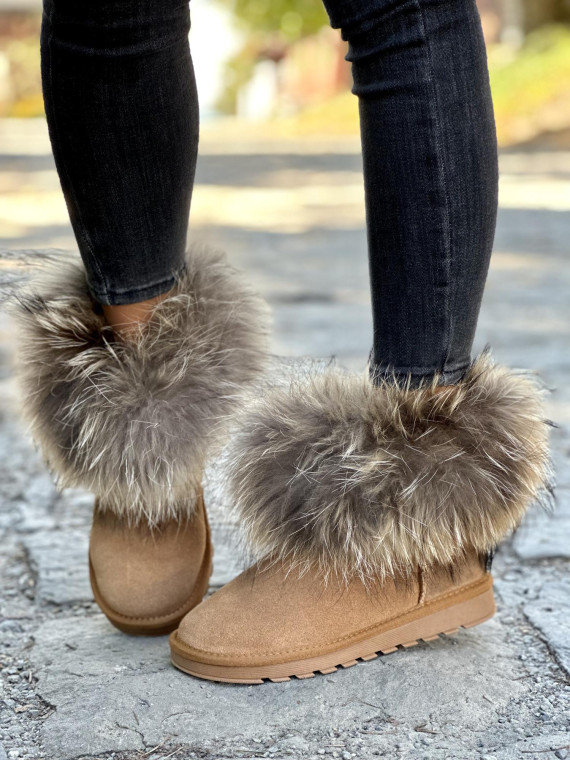 Ciepłe śniegowce wykonane ze skóry naturalnej